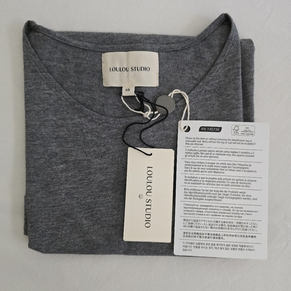 NWT LOULOU STUDIO Mahina Gray Pima Cotton Tank XS - Picture 5 of 9